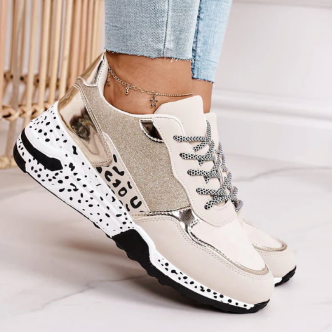 Sneakers plataforma metalizadas modernas y cómodas uso diario