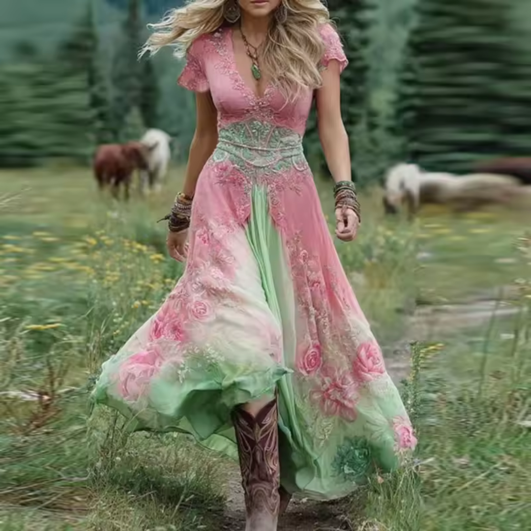 Vestido Estampado de Flores Mujer – Aireado y Sofisticado para Bodas o Fiestas