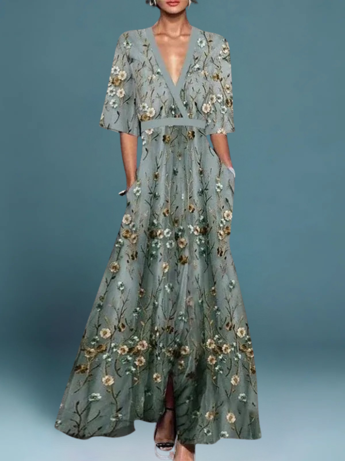 Vestido Maxi Flores Mujer – Fresco y Cómodo para Vacaciones y Ocio