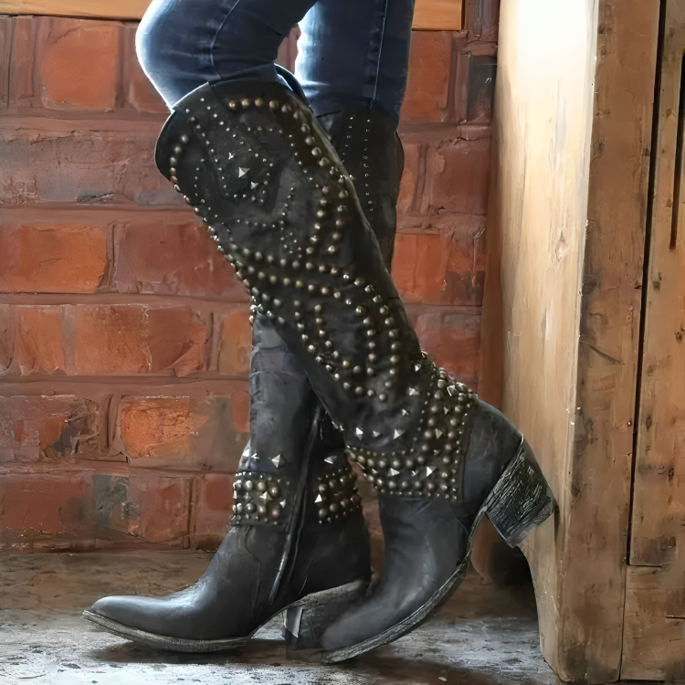 Botas de caña alta mujer, estilo cowboy y diseño elegante