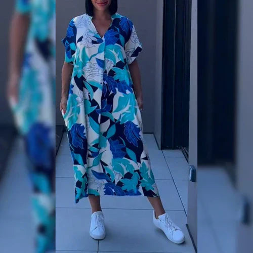 Vestido largo con print artístico, cómodo y versátil
