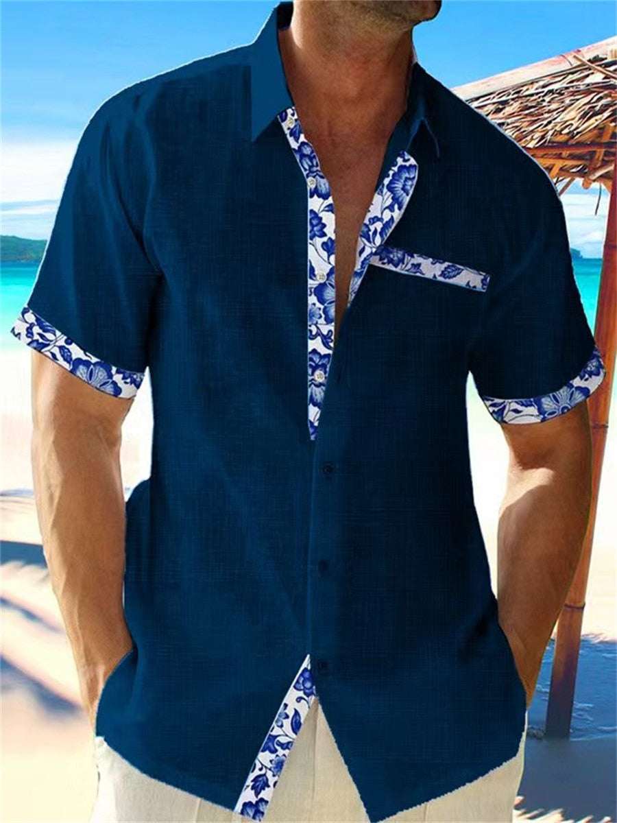 Camisa de verano de lino para hombre, elegante y casual