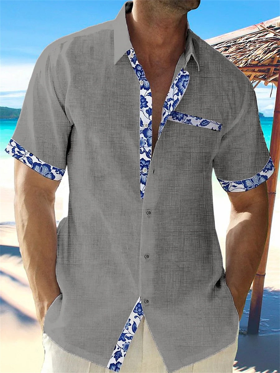 Camisa de verano de lino para hombre, elegante y casual