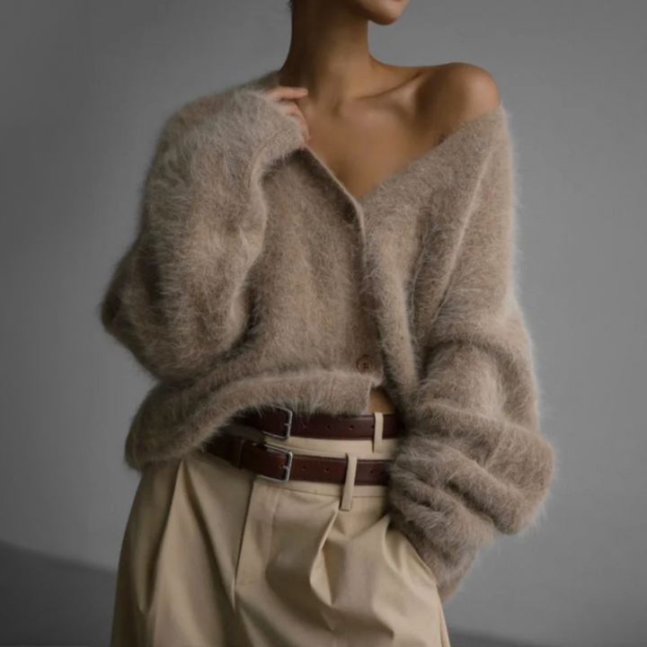 Chaqueta de punto oversize para mujer: suave y con botones