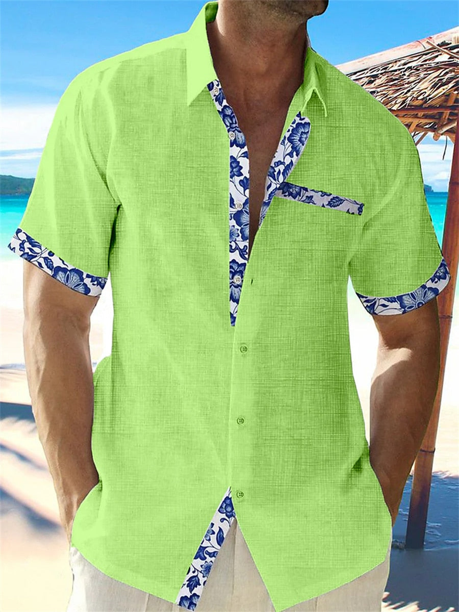 Camisa de verano de lino para hombre, elegante y casual