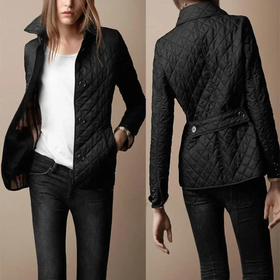 Chaqueta de invierno con costuras acolchadas y estilo chic