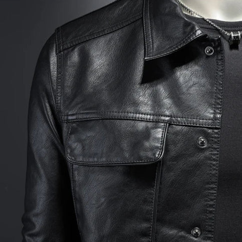 Chaqueta hombre cuero estilo motero moderna y resistente