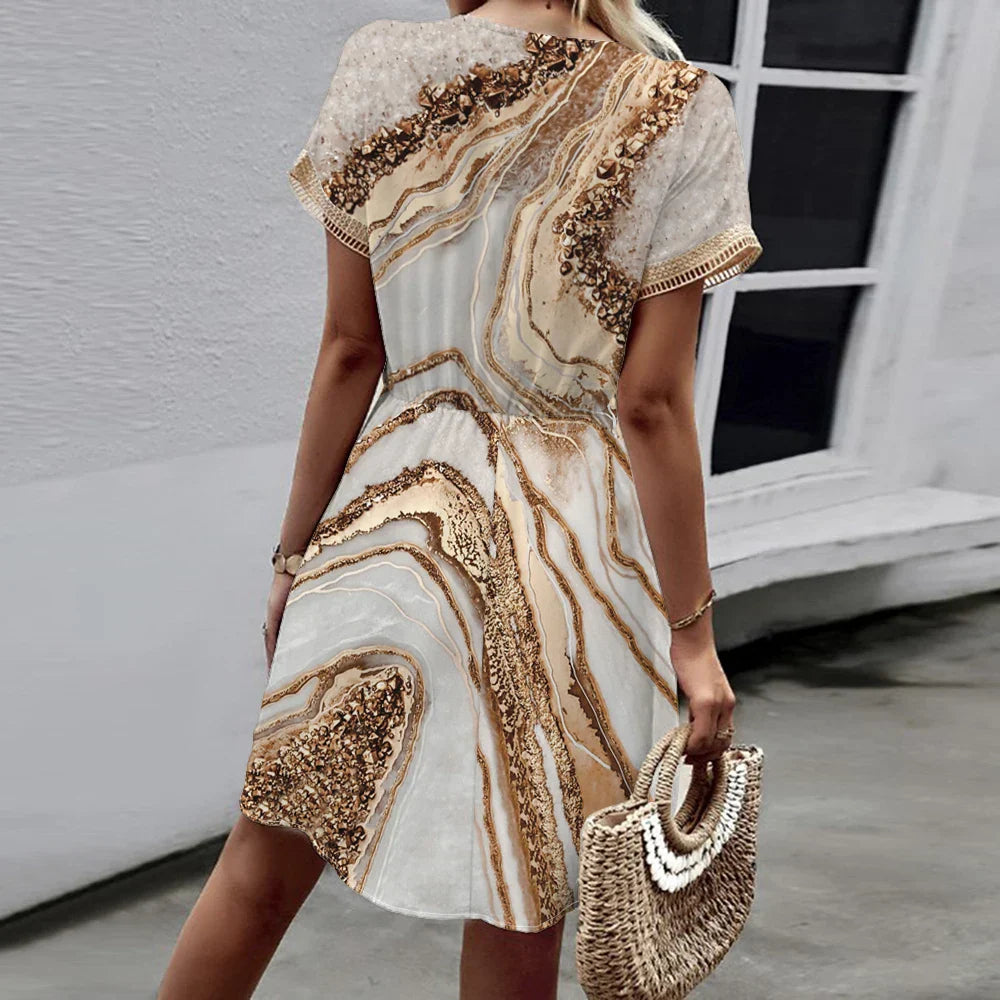 Dunya | Elegante vestido estampado con cuello en V