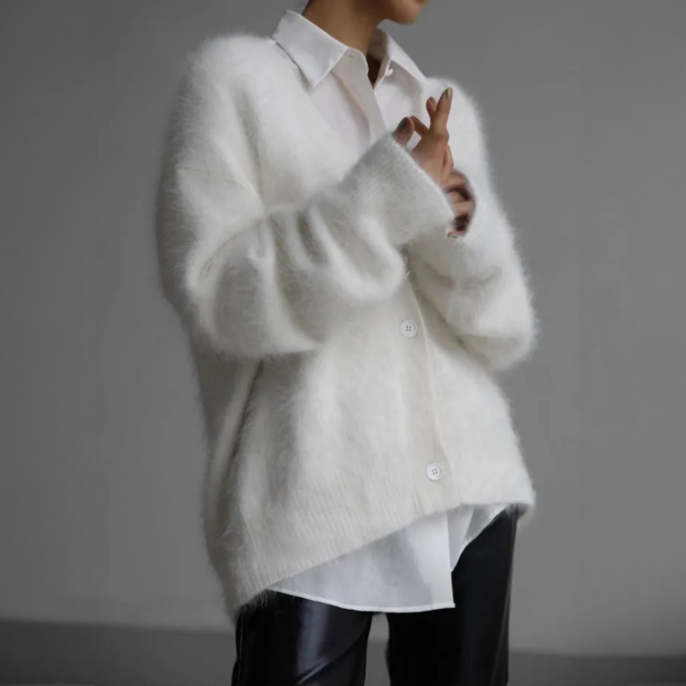 Chaqueta de punto oversize para mujer: suave y con botones