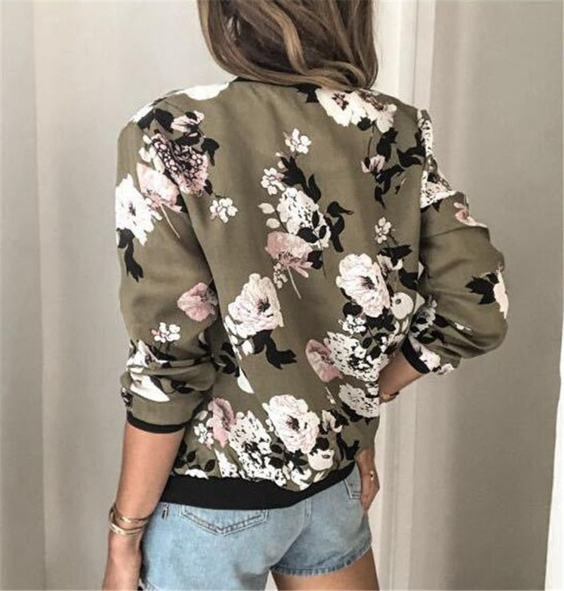 Chaqueta ligera mujer con estampado floral moderna casual