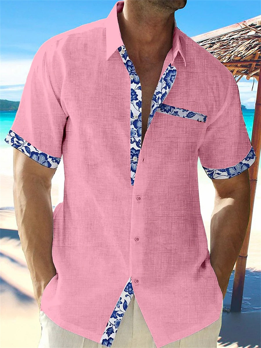 Camisa de verano de lino para hombre, elegante y casual
