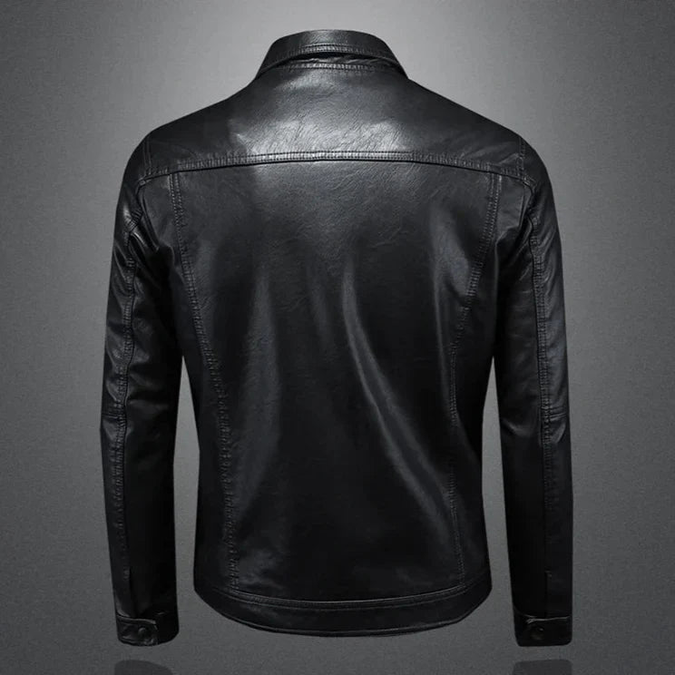 Chaqueta hombre cuero estilo motero moderna y resistente