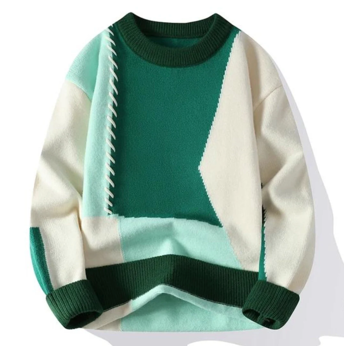 Suéter Patchwork Hombre – Cálido y Moderno para Otoño e Invierno