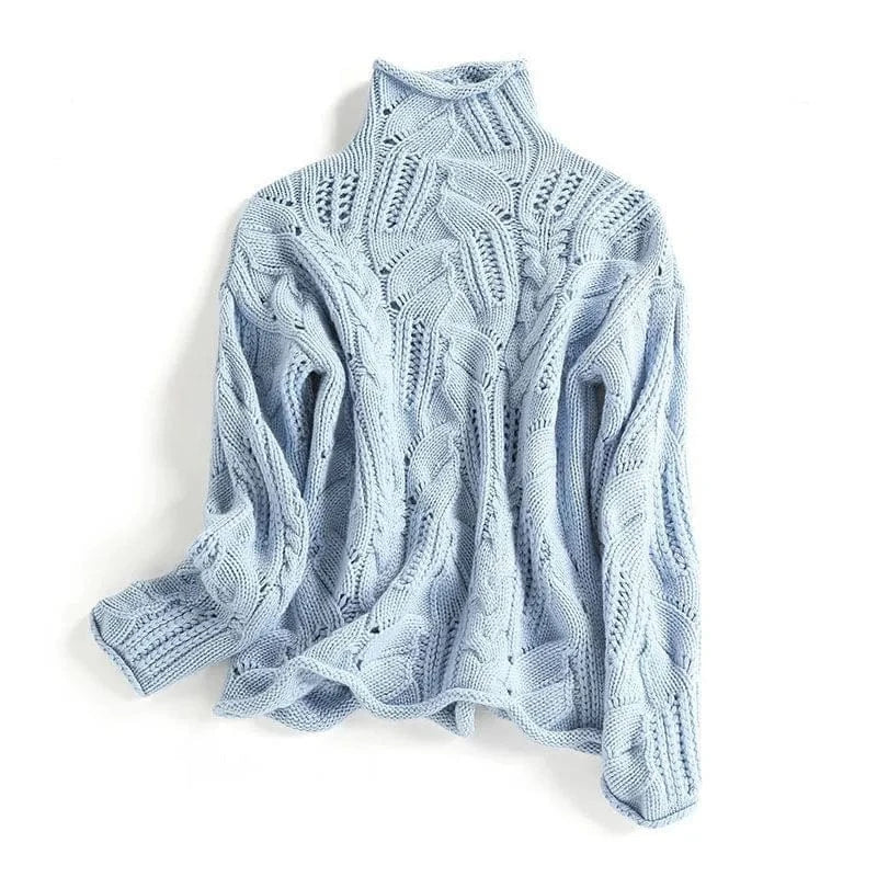 Jersey mujer cable knit cachemira cálido ideal otoño-invierno