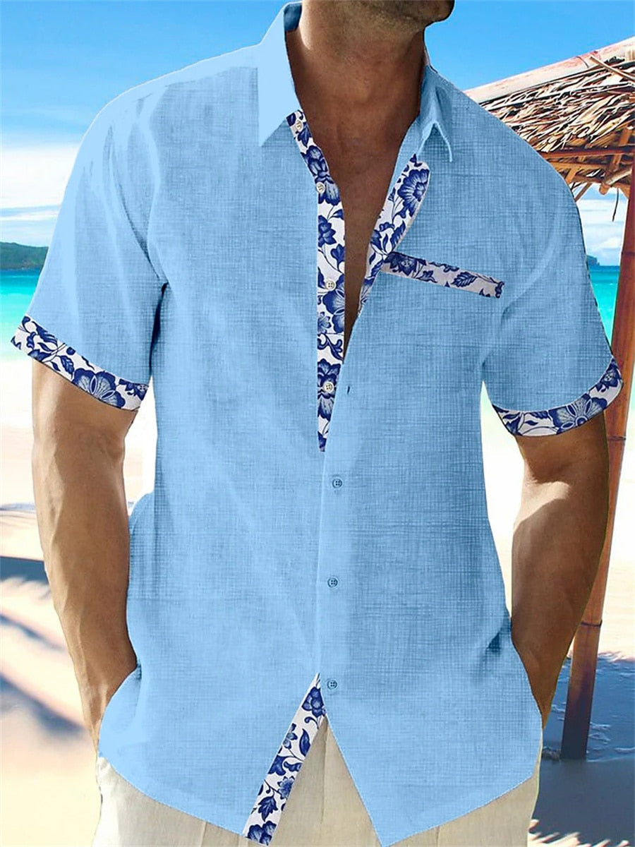 Camisa de verano de lino para hombre, elegante y casual