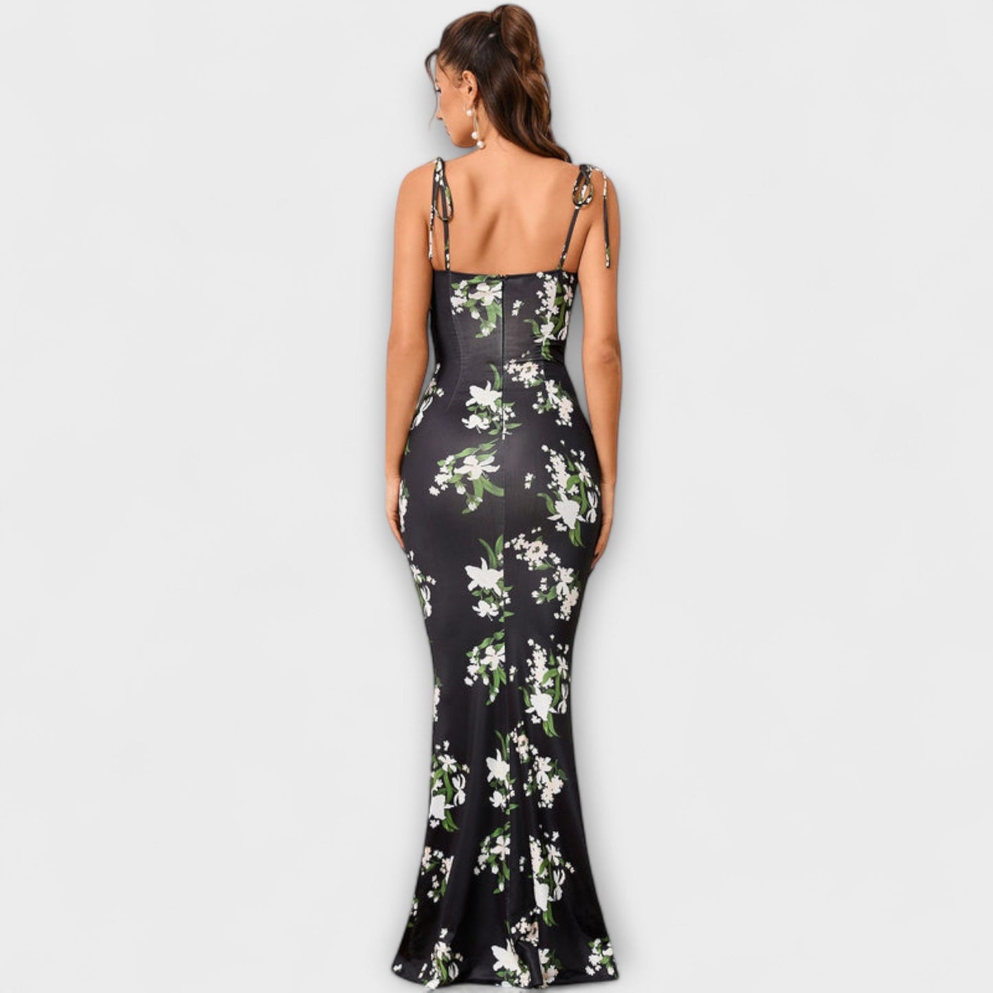 Miley | Vestido de fiesta con estampado floral y tirantes anudados