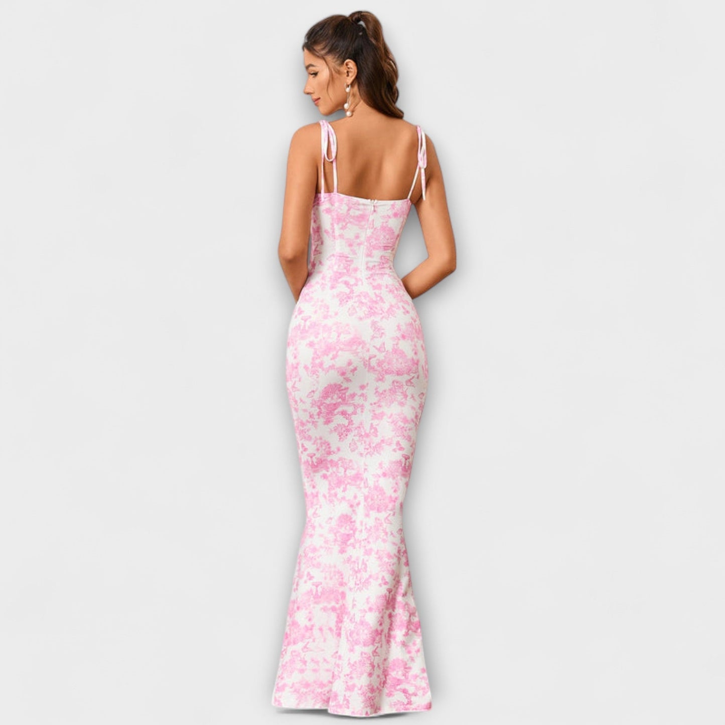 Miley | Vestido de fiesta con estampado floral y tirantes anudados
