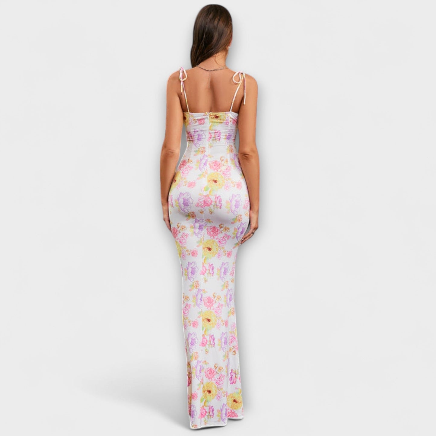 Miley | Vestido de fiesta con estampado floral y tirantes anudados