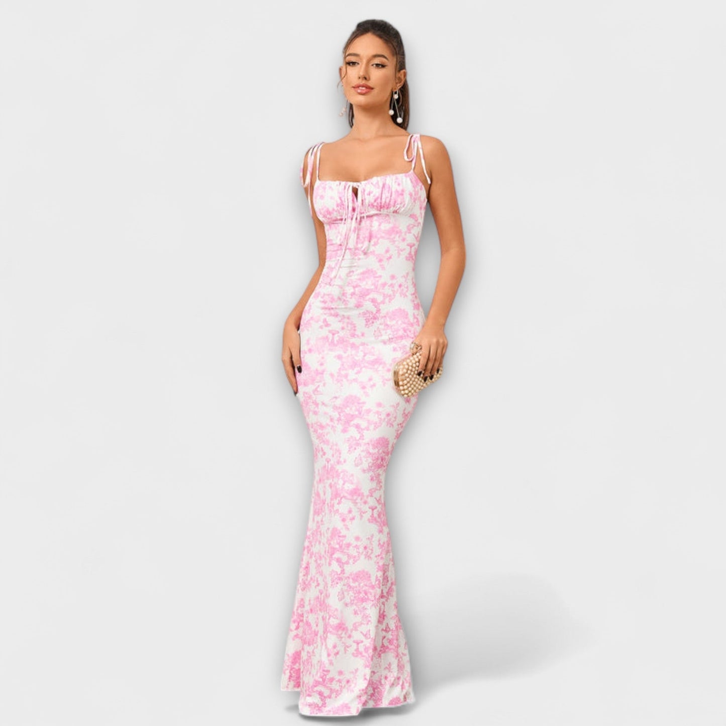 Miley | Vestido de fiesta con estampado floral y tirantes anudados