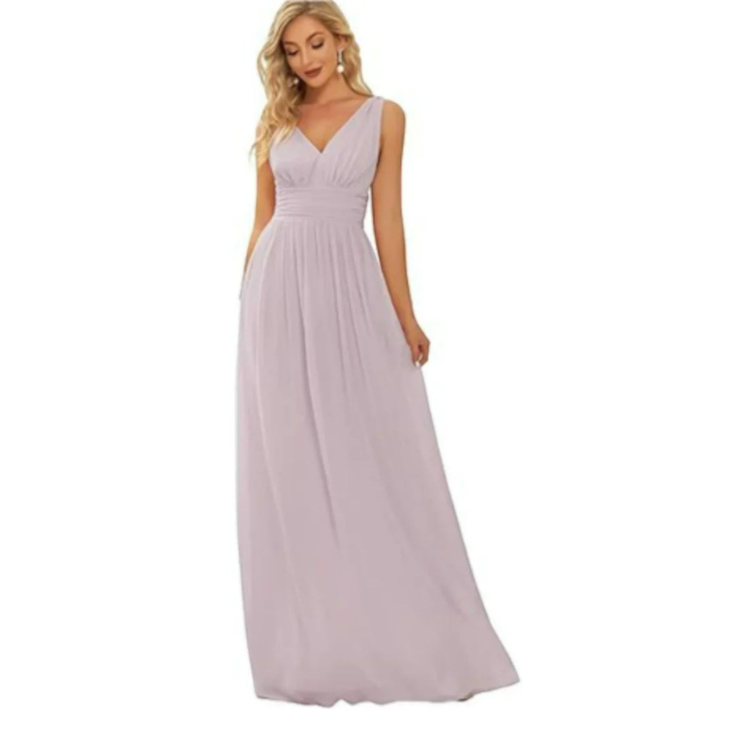 Vestido Maxi Mujer – Elegante con Escote en V y Estilo Sofisticado