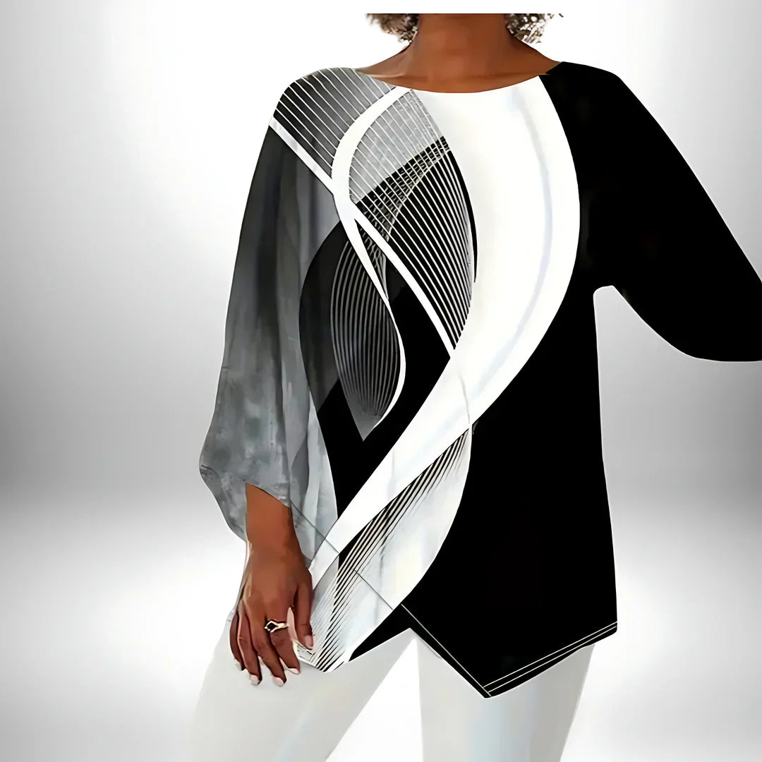 Top de mujer con diseño geométrico, ligero y versátil