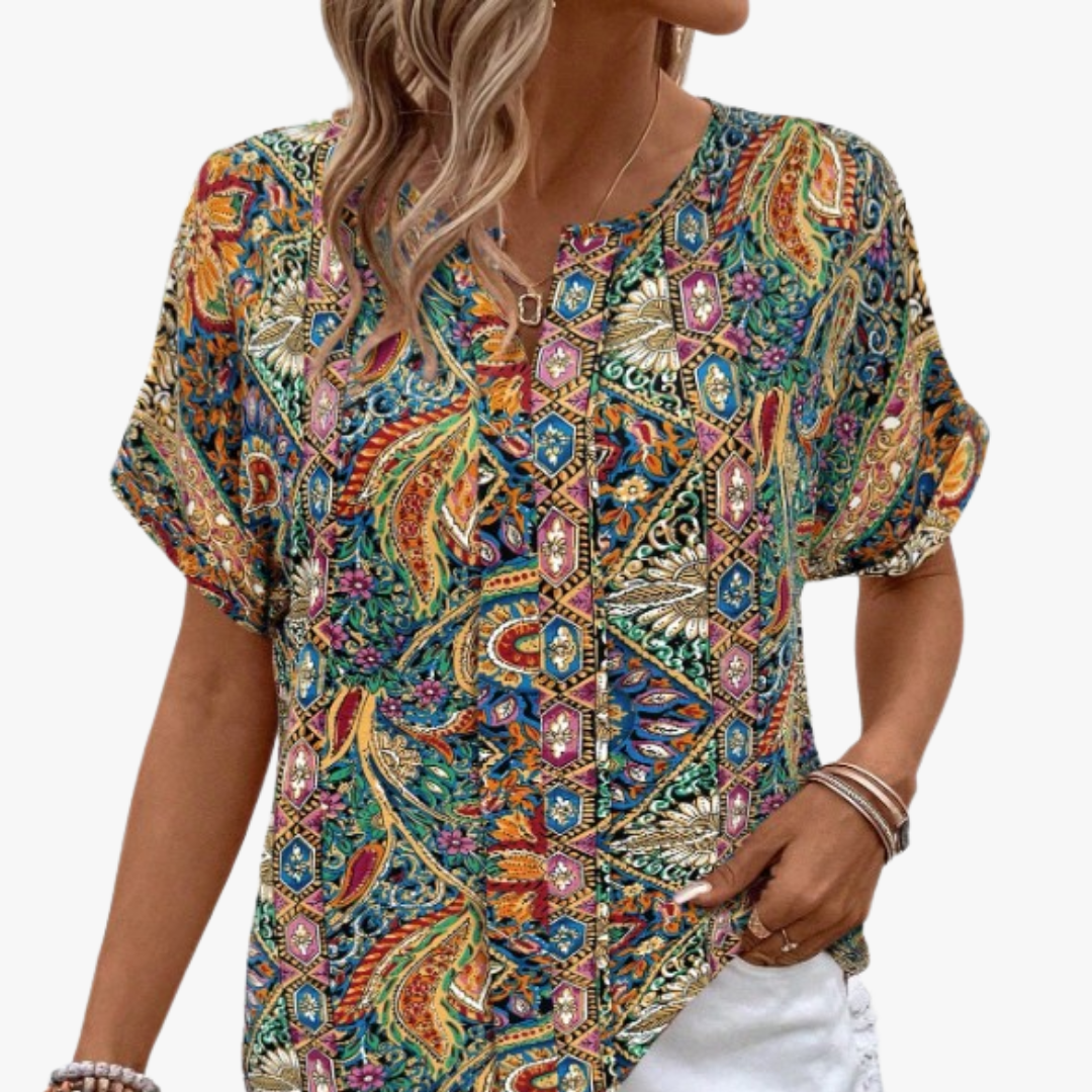 Camisa mujer vintage estampado flores cómoda y estilosa