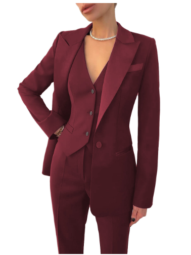 Conjunto femenino elegante chaqueta chaleco y pantalón oficina