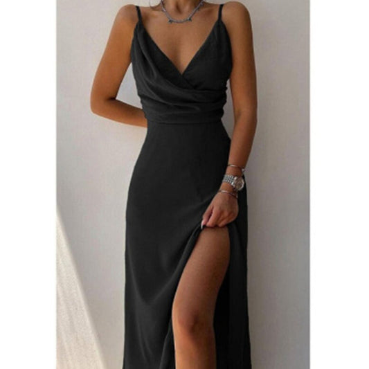 Vestido elegante mujer de satén, ligero y favorecedor para gala