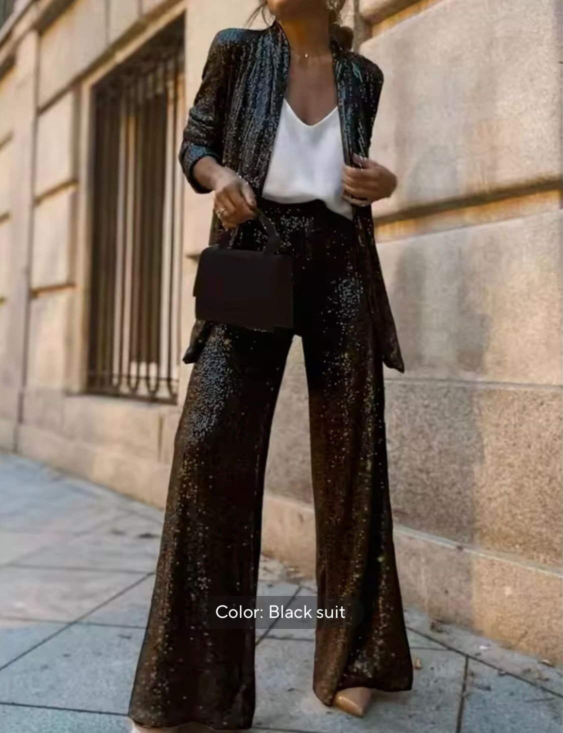 Conjunto mujer glamuroso con destellos chic ideal primavera-verano