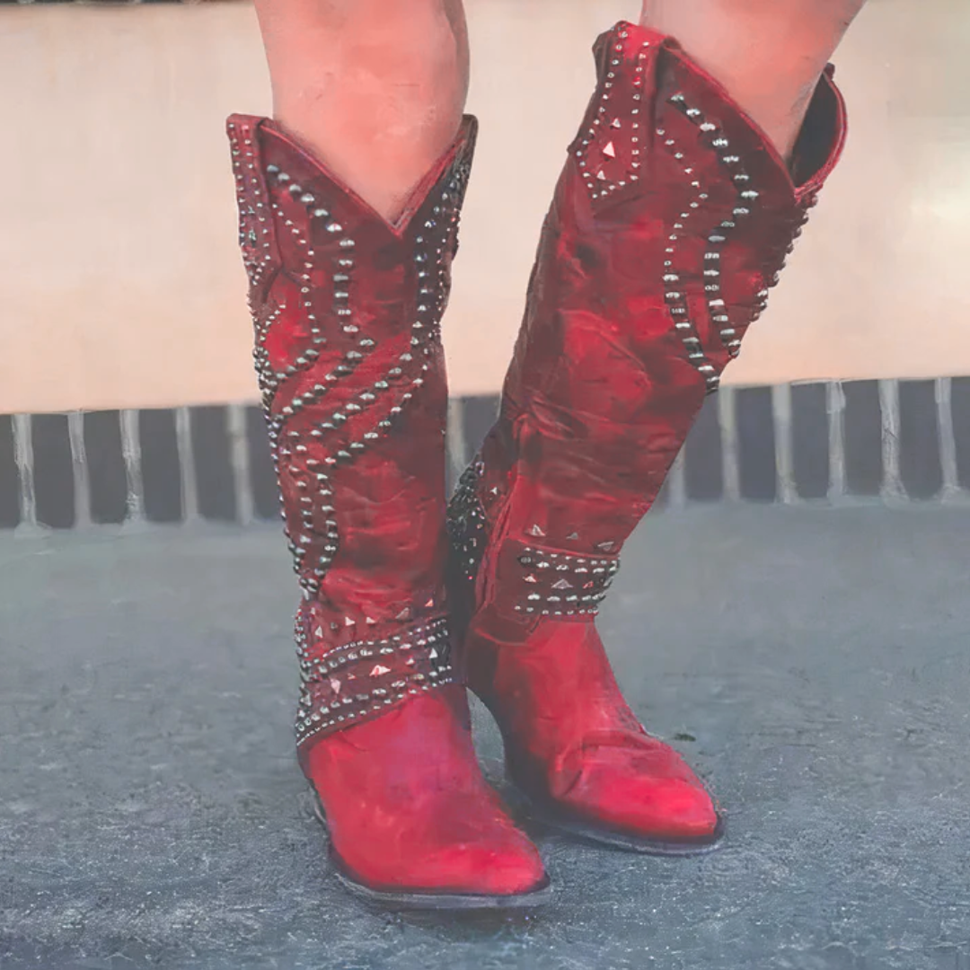 Botas de caña alta mujer, estilo cowboy y diseño elegante