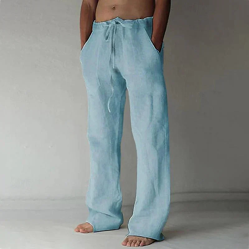 Pantalón lino hombre cómodo con cinturilla ajustable casual
