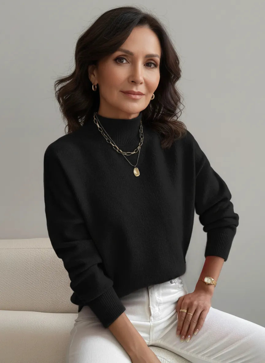 Jersey femenino turtleneck elegante suave y versátil casual
