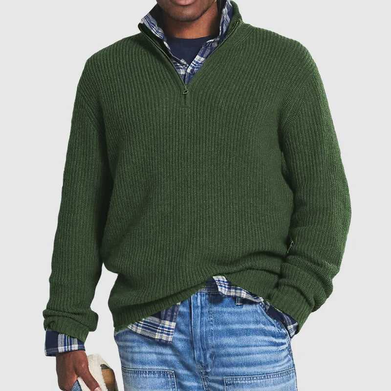 Elegante jersey con cremallera de mezcla de cachemira: cómodo y elegante