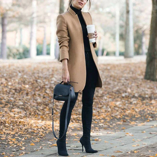 Blazer de lana para mujer con cuello alto: clásico y elegante, ideal para la oficina y el día a día