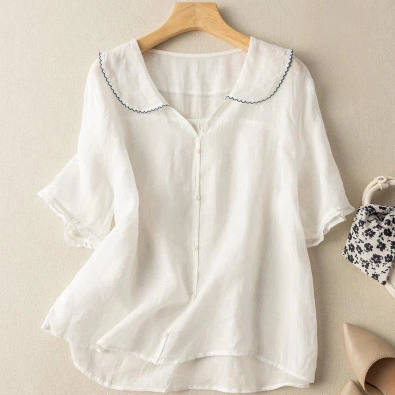 Nylah | Elegante blusa de manga corta de lino