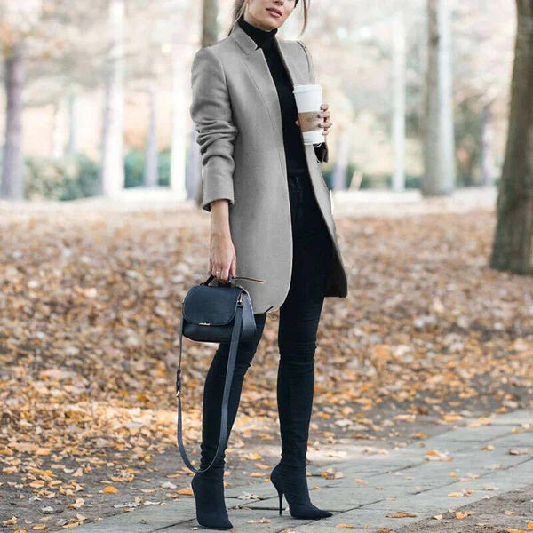 Blazer de lana para mujer con cuello alto: clásico y elegante, ideal para la oficina y el día a día