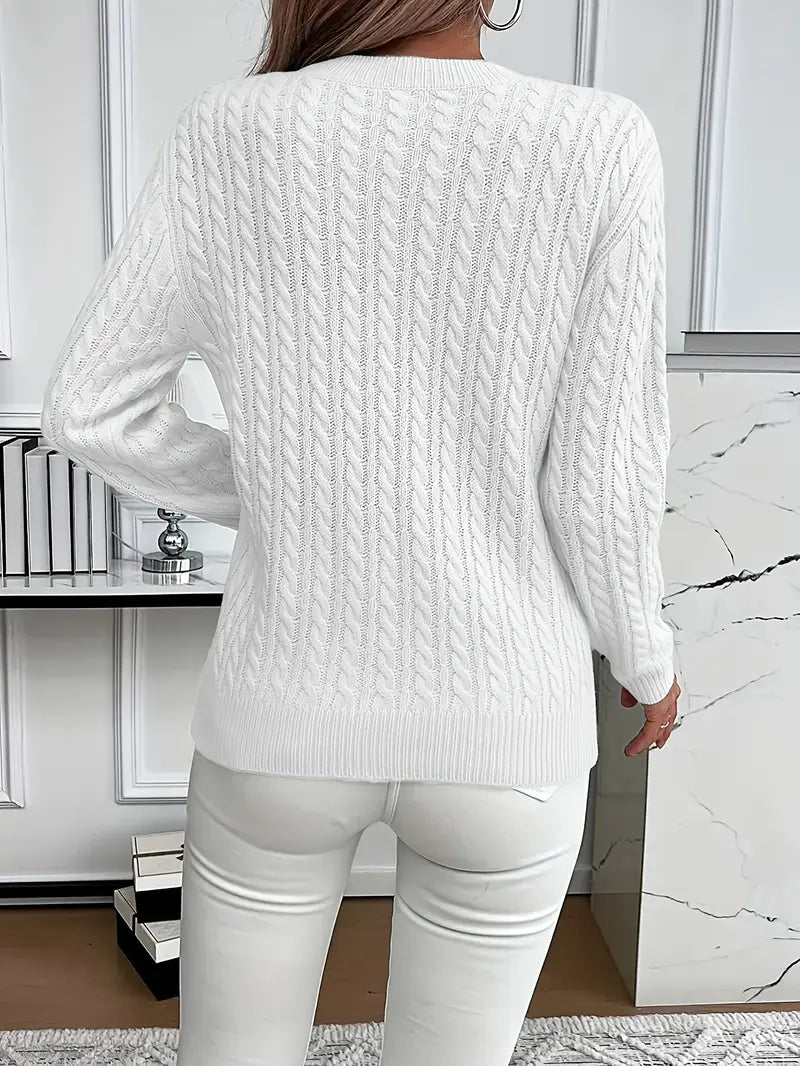 Jersey femenino cable knit mujer moderno y versátil diario