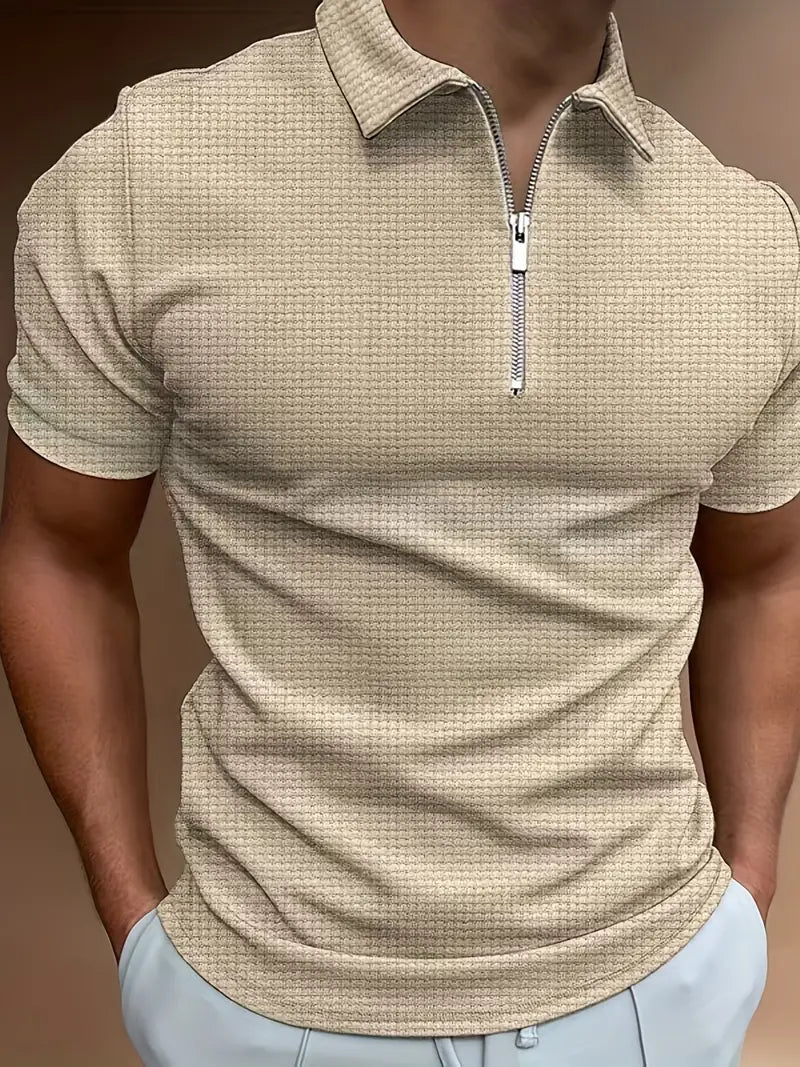 Polo de hombre con zipper, estiloso y perfecto para primavera y verano