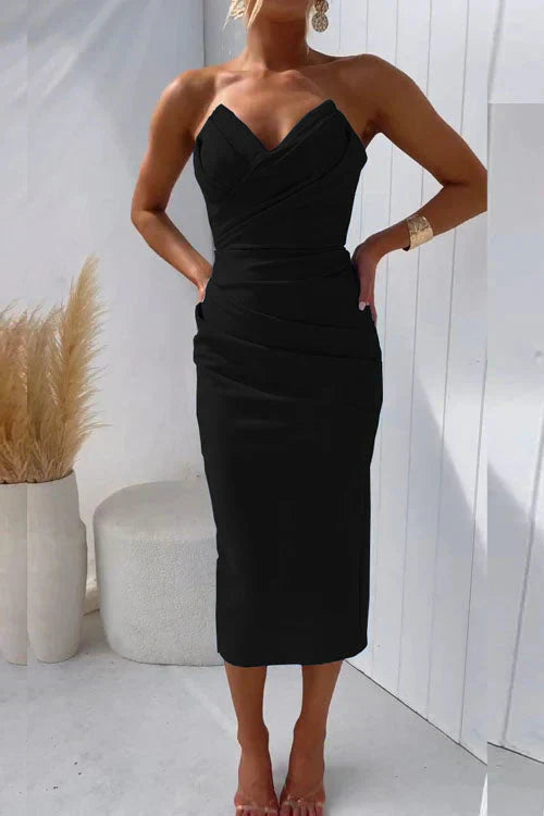 Vestido midi mujer sin espalda, elegante y chic