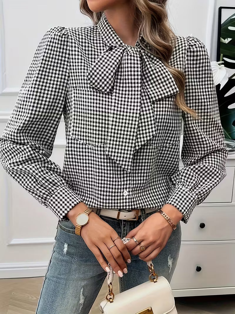 Blusa con detalle de lazo mujer, ligera y refinada para primavera