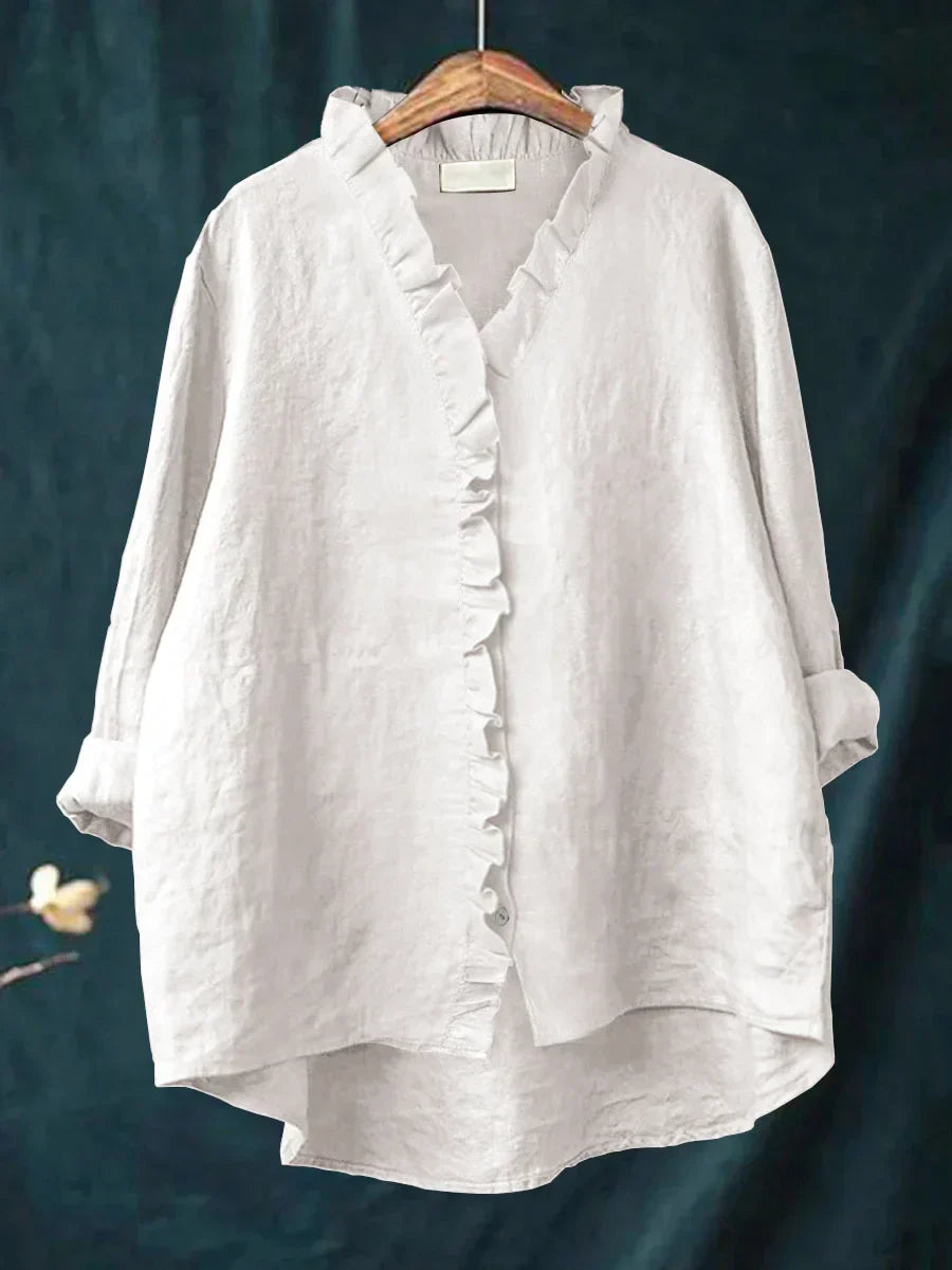 Rosie | Camisa Casual de Algodón y Lino con Volantes