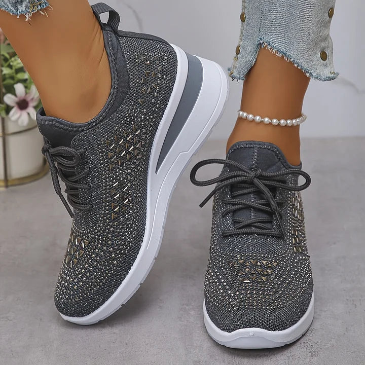Sneakers Ortopédicas con Piedras Brillantes – Estilo y Bienestar
