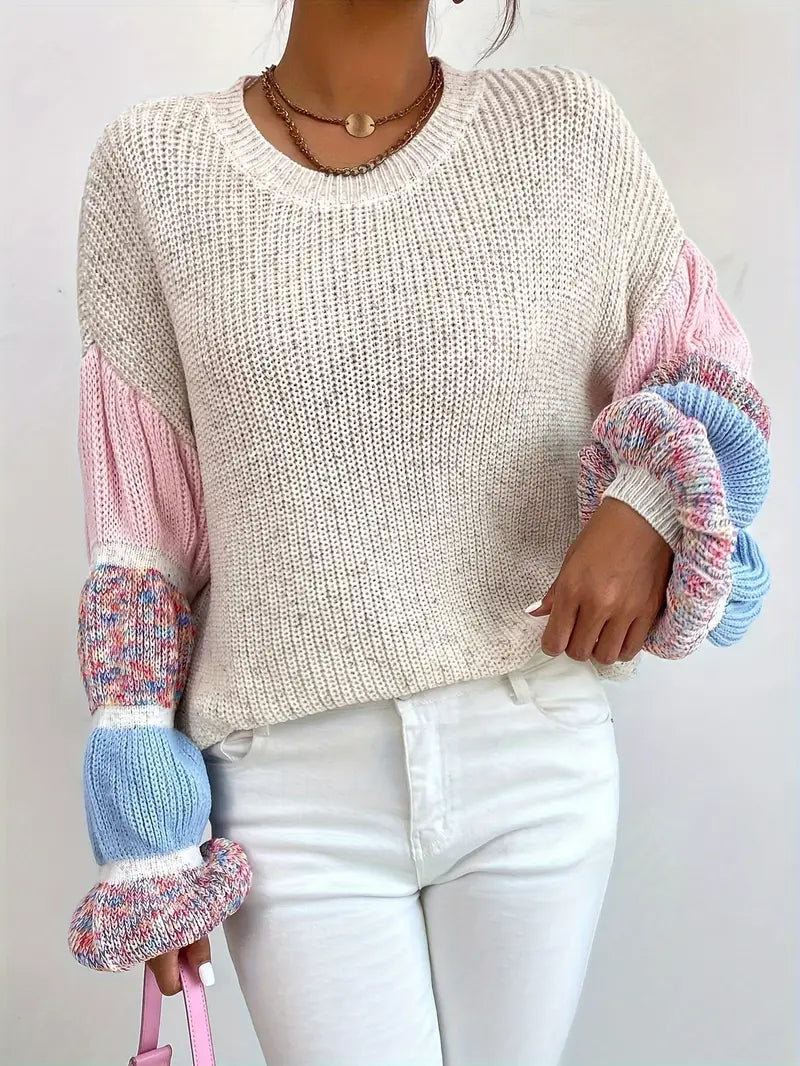 Jersey multicolor para mujer: manga larga y diseño en capas, suave y cálido