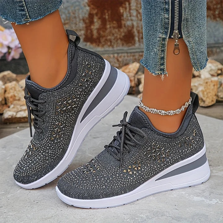 Sneakers Ortopédicas con Piedras Brillantes – Estilo y Bienestar