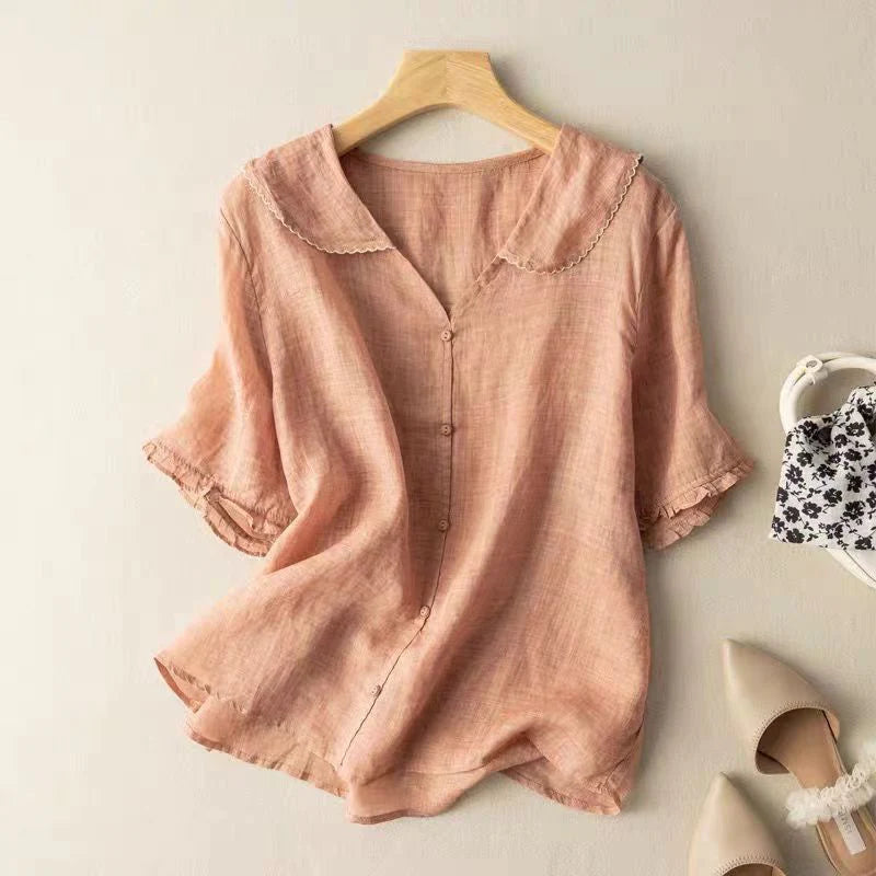 Nylah | Elegante blusa de manga corta de lino