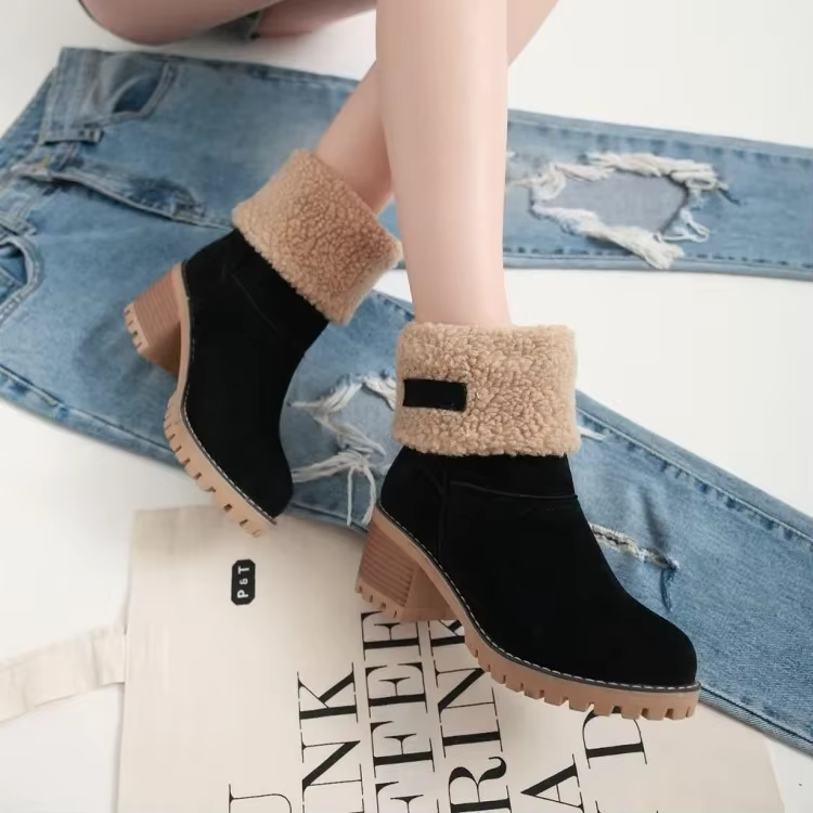 Botas de nieve de cuero forradas para mujer: elegancia y comodidad en invierno