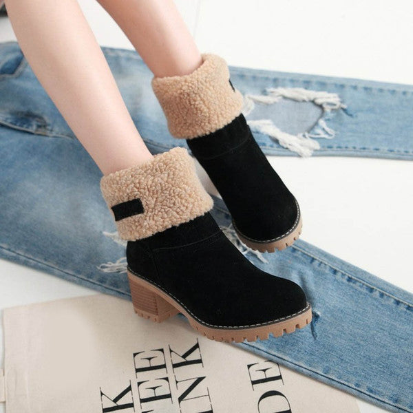 Botas de nieve de cuero forradas para mujer: elegancia y comodidad en invierno