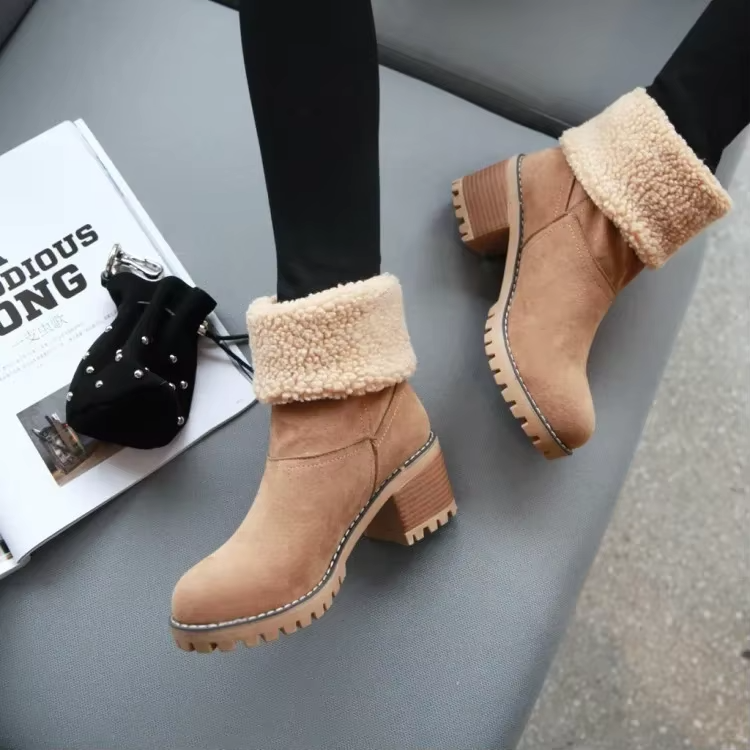 Botas de nieve de cuero forradas para mujer: elegancia y comodidad en invierno
