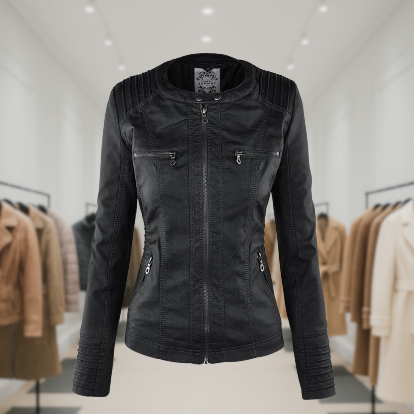 Kyra | Cazadora de piel impermeable para mujer con capucha