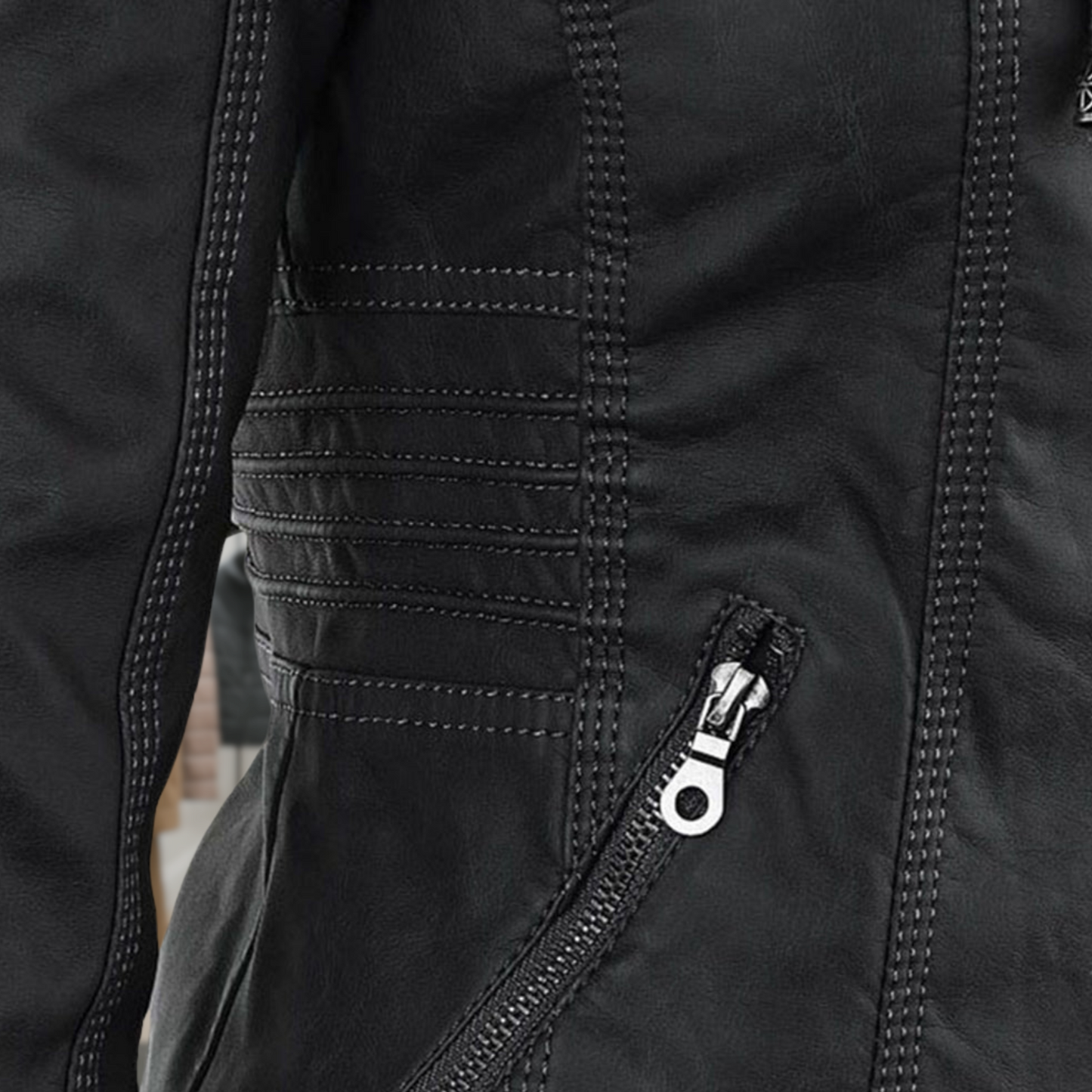 Kyra | Cazadora de piel impermeable para mujer con capucha